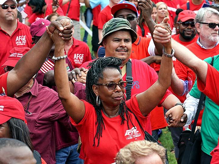 Union members rally in Washington, D.C., against Trump's attacks on labor