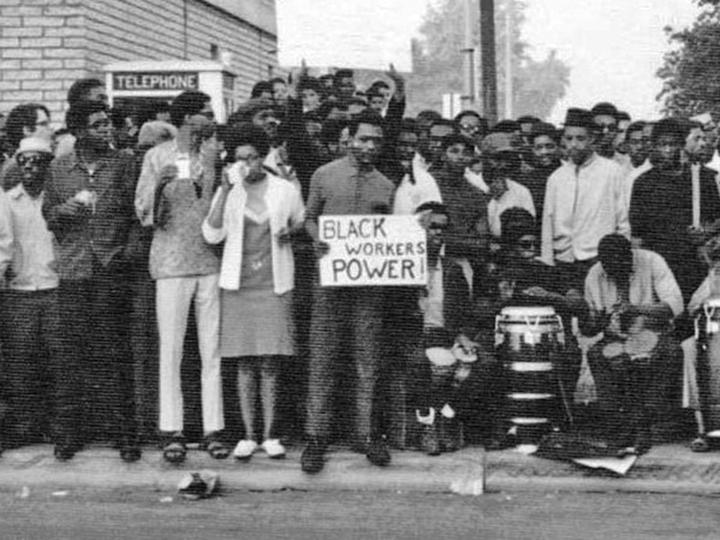 Black autoworkers show their power during the DRUM uprising in Detroit in 1968
