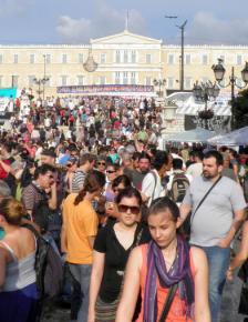 Another day of mass demonstrations fills Syntagma Square in Athens