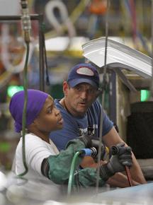 On the assembly line at a General Motors plant in Arlington, Texas