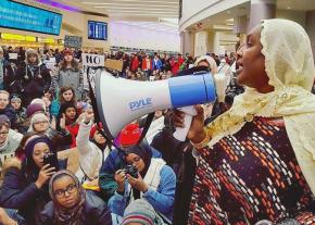 Speaking out against Trump's anti-Muslim ban in the Columbus International Airport