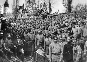 Russian soldiers demonstrate against war during the summer of 1917